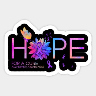 Hope For A Cure Alzheimer Awareness Flower Butterfly Gift Sticker